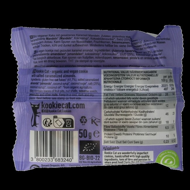 Kookie Cat Caramel salé & amandes bio 50 g