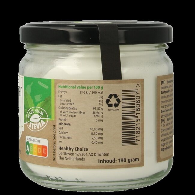 SteviJa Poudre Édulcorante - pot de stévia 180 g