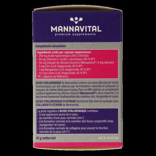 Mannavital Acide Hyaluronique Platinum 60 Gélules