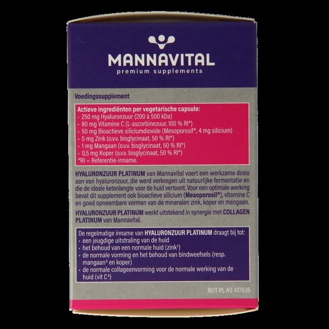 Mannavital Hyaluronzuur platinum 60 Capsules