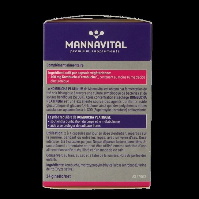 Mannavital Kombucha platinum 60 Vegetarische capsules