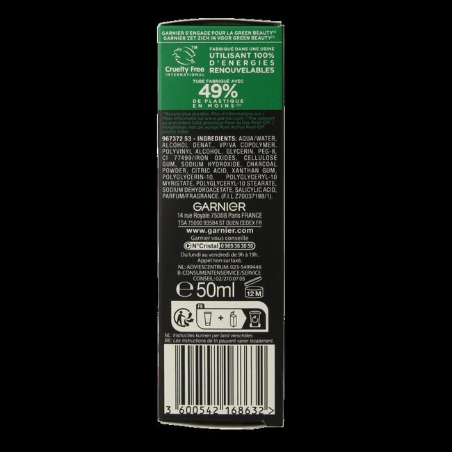 Garnier Pure Active masque peel-off au charbon 50 ml