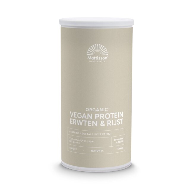 Mattisson Vegan protein erwten & rijst naturel bio 500 Gram