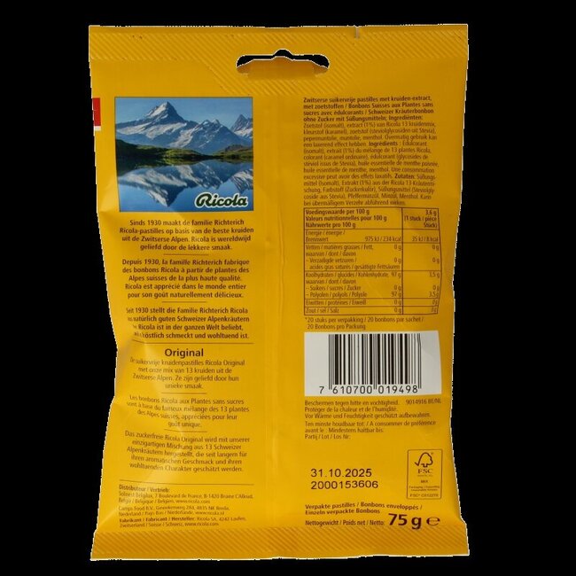 Ricola Original sans sucres 75 g