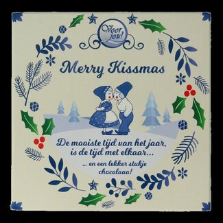 Voor Jou! Voor Jou! Tablette de vœux Bleu de Delft Noël merry kissmas 90 Grammes