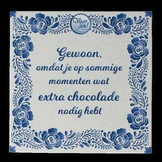 Voor Jou! Voor jou ! Tablette de chocolat Bleu de Delft Juste pour le plaisir 90 g