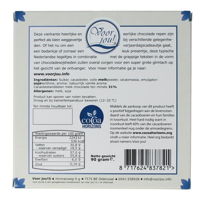 Voor Jou! Wensreep Delftsblauw gewoon omdat 90 Gram