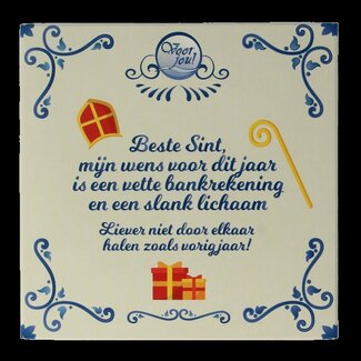 Voor Jou! Pour Toi ! Tablette de chocolat Bleu de Delft Saint-Nicolas mon vœu 90 g
