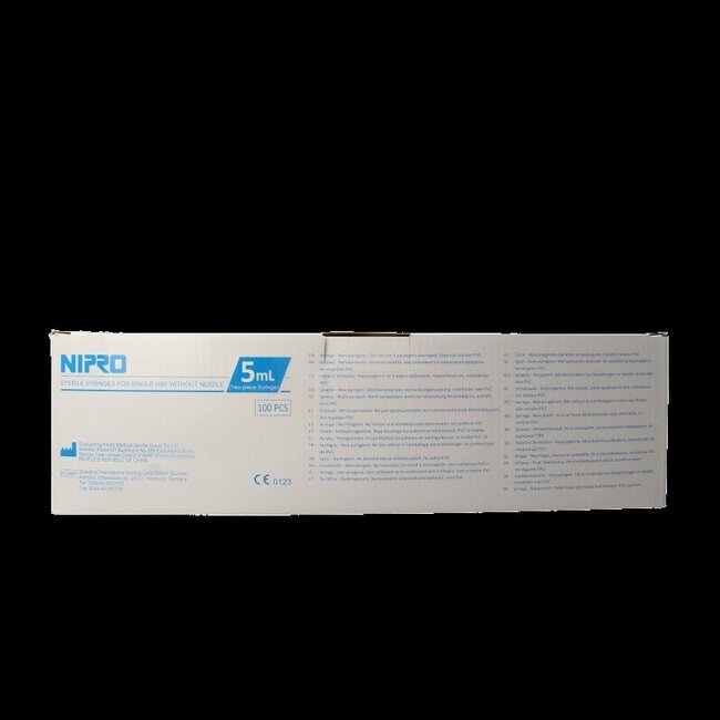Injectiespuit 2-delig 5ml luer slip excentrisch 100 Stuks