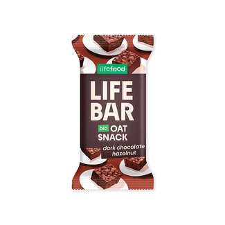 Lifefood Lifefood Lifebar oatsnack pure chocolade hazelnoot bio 40 Gram