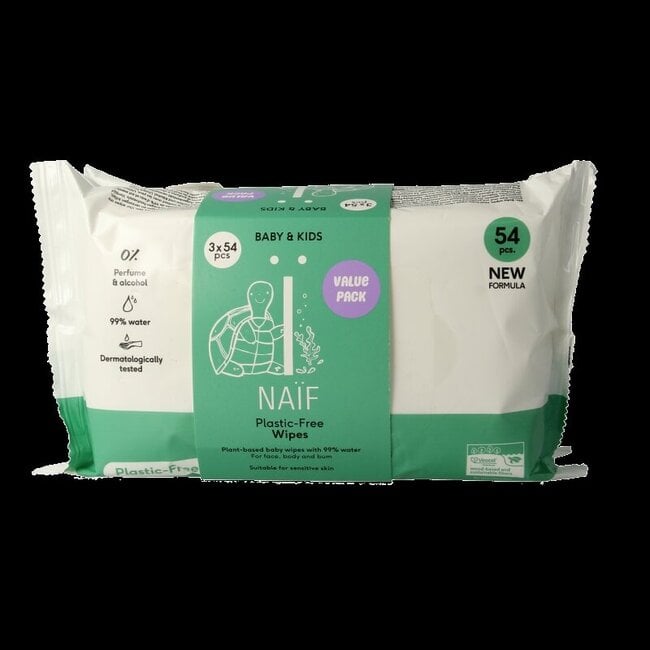 Baby & kids plastic-free wipes 3-pack 3 Stuks