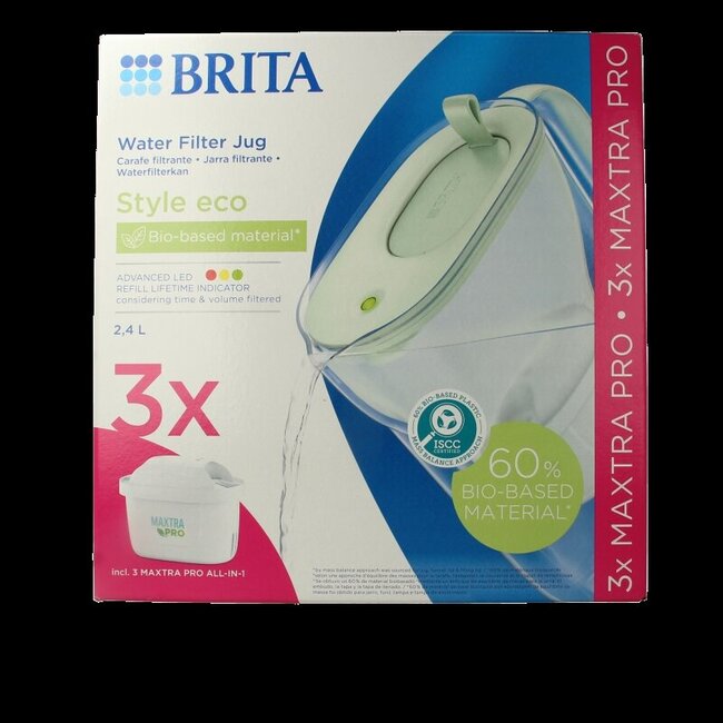 Waterfilterbundel cool powder green + 3 filters 1 Stuks