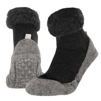 Apollo Huisslof wol anti-slip antraciet 37/38 1 Paar