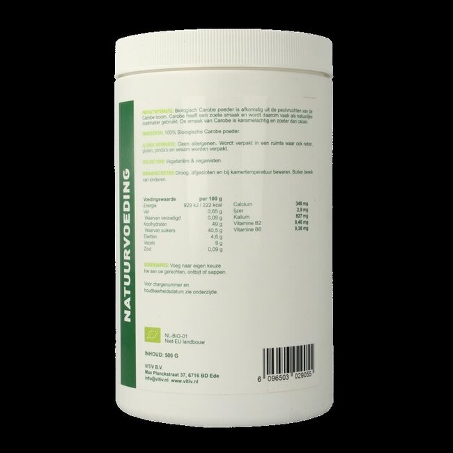 Vitiv Carobe poeder bio 500 Gram