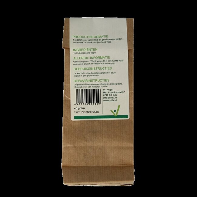 Vitiv Peperkorrels 4 seizoenen bio 40 Gram