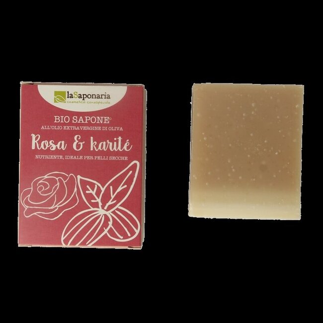 Savon bio rose et beurre de karité La Saponaria 100 g