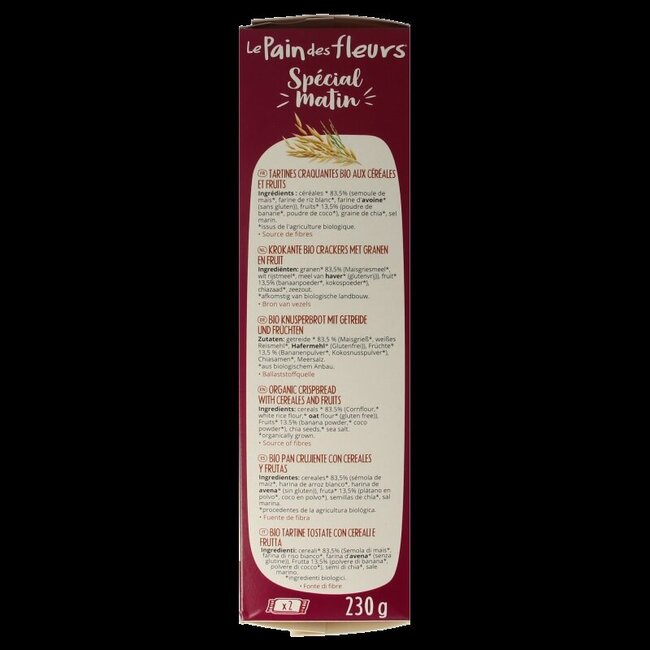 Pain Des Fleurs Special matin muesli ontbijtcrackers bio 230 Gram