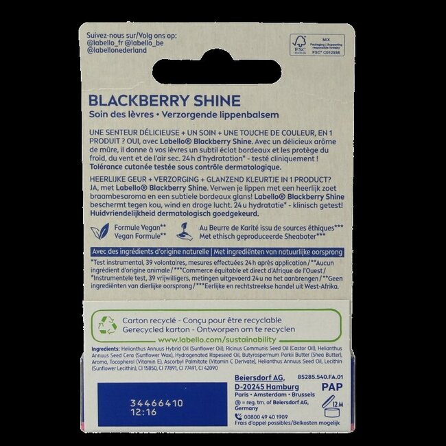 Labello Fruity shine blackberry 4.8 Gram