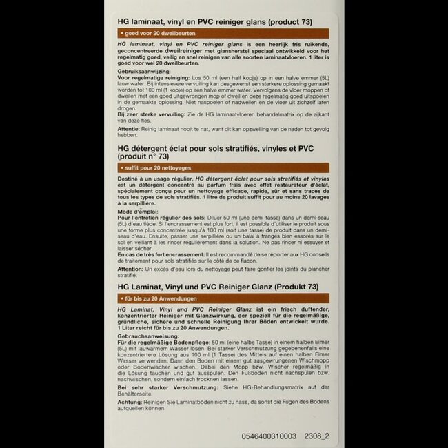 HG Laminaatreiniger glans 1 Liter