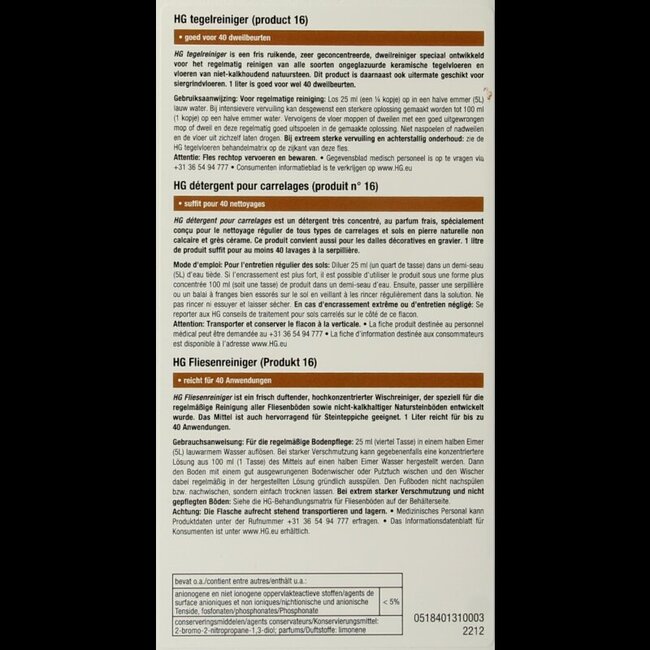 HG Nettoyant pour carrelages 1 litre