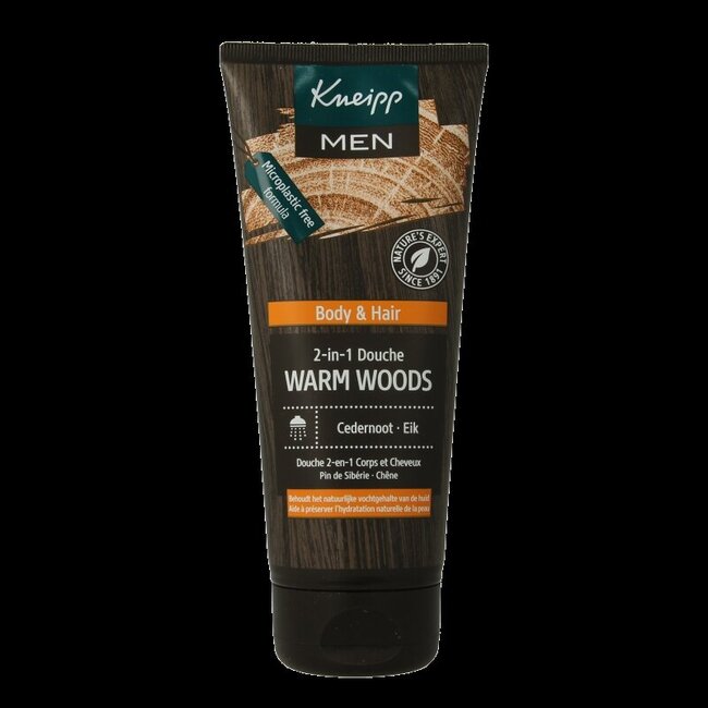 Men body & hair 2-in-1 douche warm woods 200 Milliliter