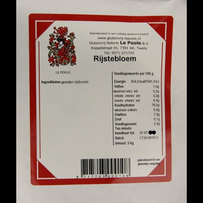 Le Poole Rijstebloem wit 5 Kilogram