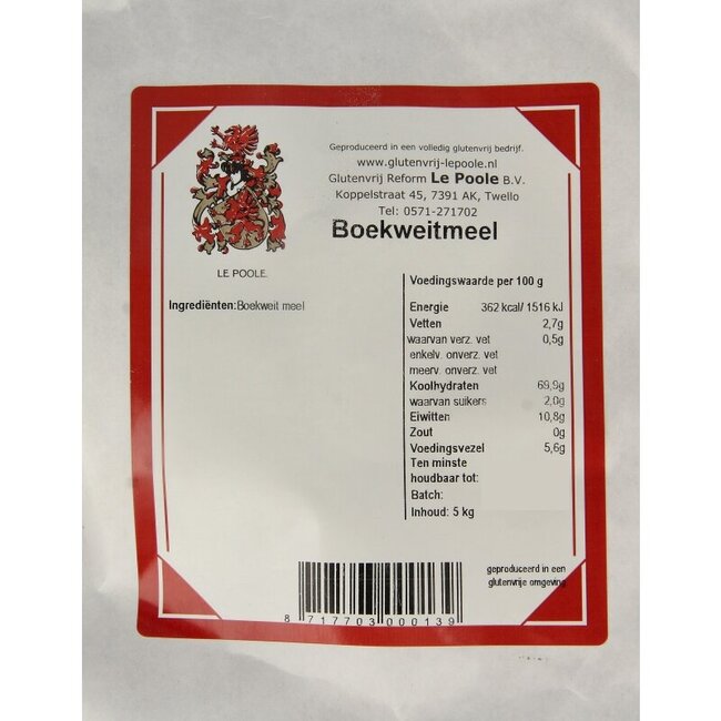 Le Poole Boekweitmeel 5 Kilogram