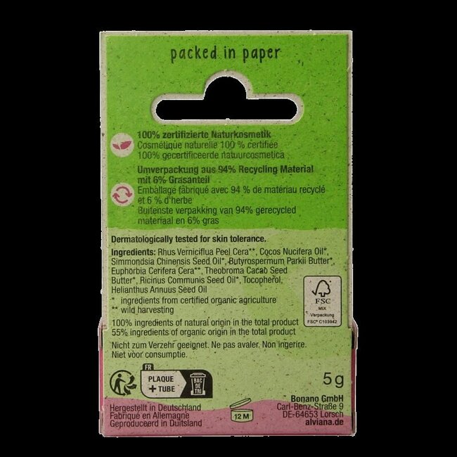 Alviana Lip butter soft met cacaoboter 5 Gram