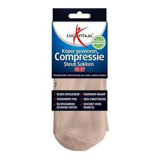 Lucovitaal Koper compressie sok maat 42-47 huidskleur 1 Paar