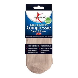 Lucovitaal Koper compressie  sok maat 36-41 huidskleur 1 Paar