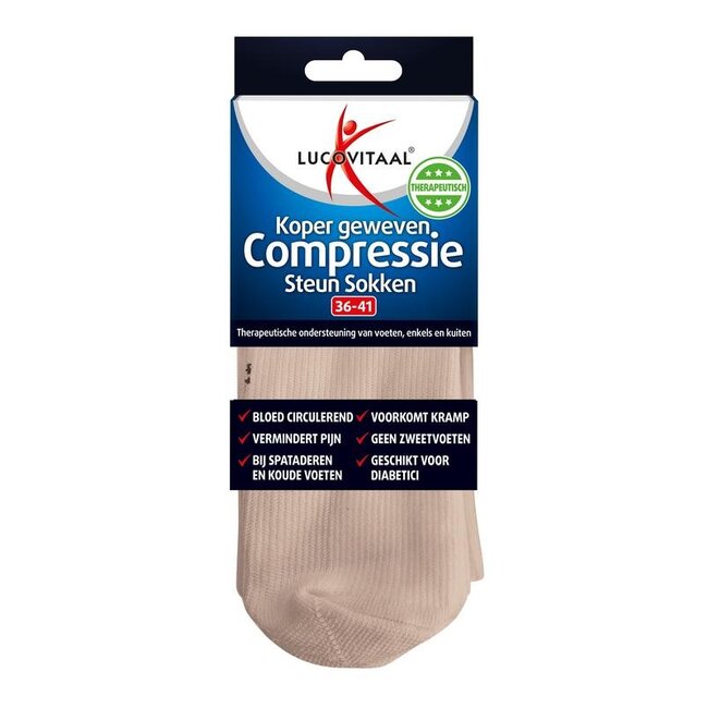 Koper compressie  sok maat 36-41 huidskleur 1 Paar