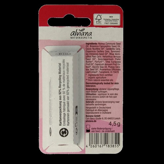 Soin des lèvres Alviana shiny red 4,5 g