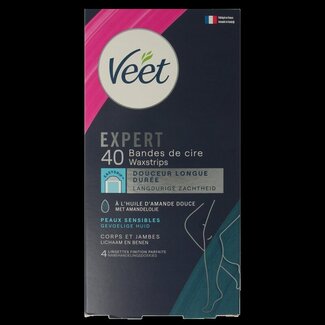 Veet Veet Expert bandes de cire froide jambes peaux sensibles 40 pièces