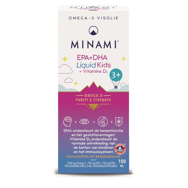 Minami EPA+DHA liquid kids + vitamine D3 100 Milliliter