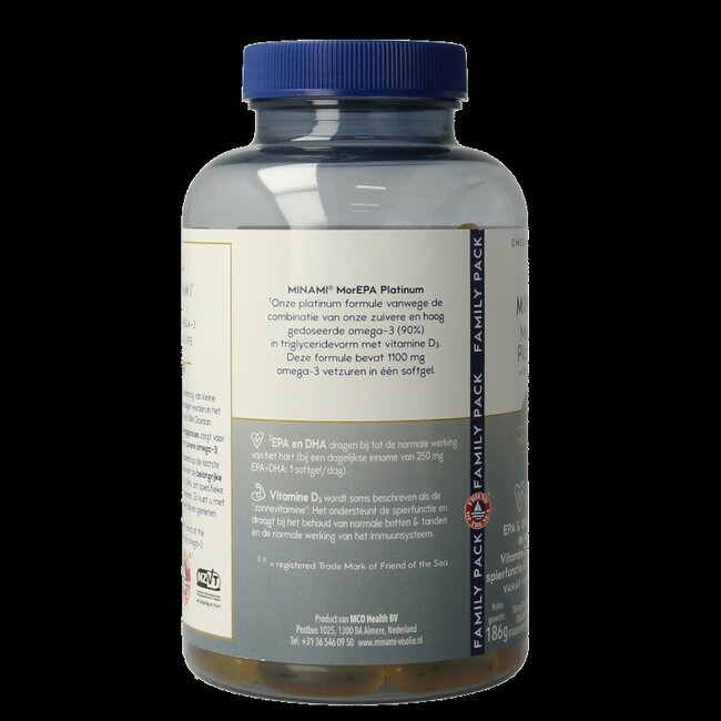 Minami MorEPA platinum + vitamine D3 120 Softgels