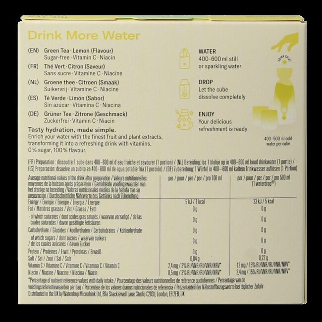 Waterdrop Microdrink Thé Glacé Citron Pastilles Effervescentes 12 Unités