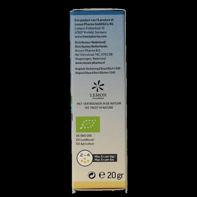 Bach Bloesem Globule parels nr. 39 nacht bio  20 Gram