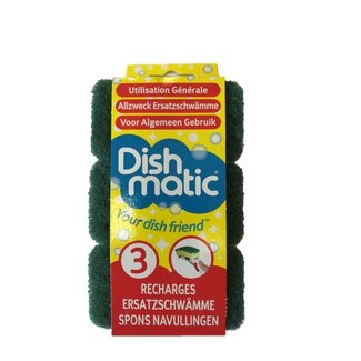 Dishmatic Dishmatic Recharges Éponges Grattantes 3 Pièces
