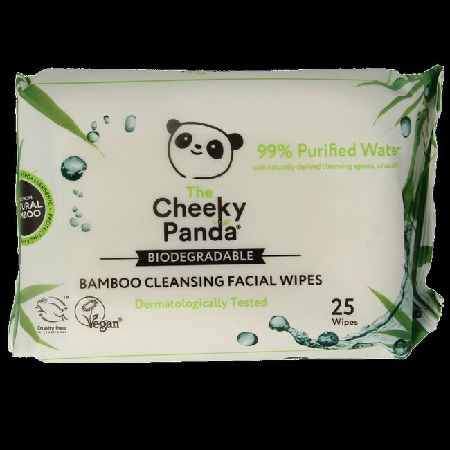 The Cheeky Panda Bamboe gezichtsreinigingsdoekjes parfumvrij 25 Stuks