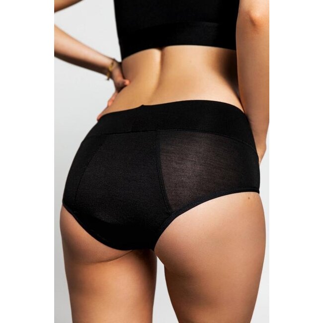 Boyshort low rise maat M zwart teen period 1 Stuks