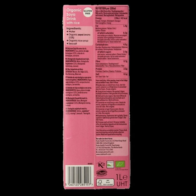 Rude Health Boisson au soja bio 1 litre