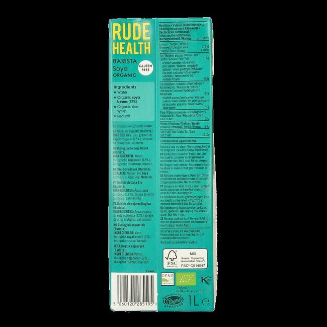 Rude Health Barista soja bio 1 litre