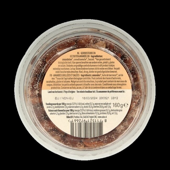 Nice & Nuts Amandes brunes salées grillées bio 160 g