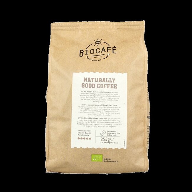 Biocafe Dosettes de café dark roast bio 36 pièces