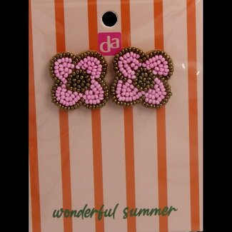 DA Summer earrings flower pink 1 Stuks