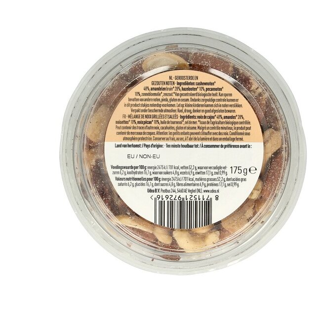 Nice & Nuts Mélange de noix sans arachides grillé au sel marin bio 175 g