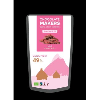 Chocolatemakers Snackable melk 49% met bosvruchten bio 100 Gram