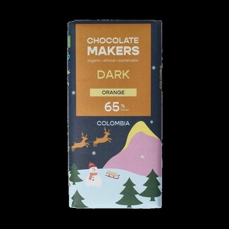 Chocolatemakers Kerstreep Colombia puur 65% orange bio 80 Gram
