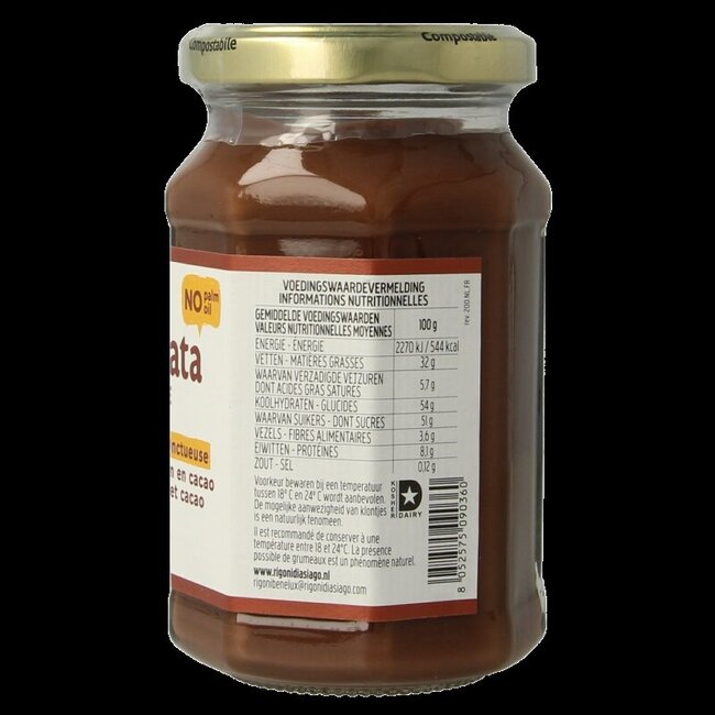 Chocolade hazelnootpasta bio 250 Gram