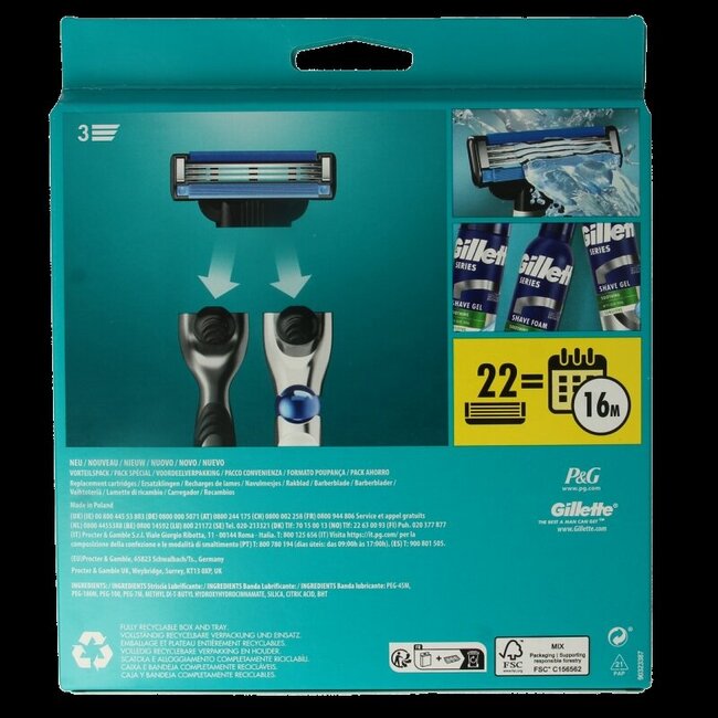 Rasoir Mach 3 base, lot de 22